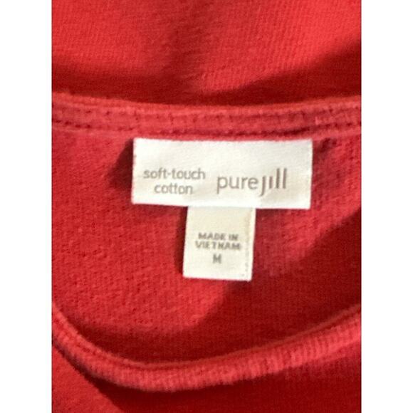 J. Jill Women's Side-Slit Soft Touch Brushed Cotton Seamed Tunic Top Size M Red - Picture 7 of 8